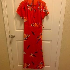 Target red floral wrap dress shirt sleeves